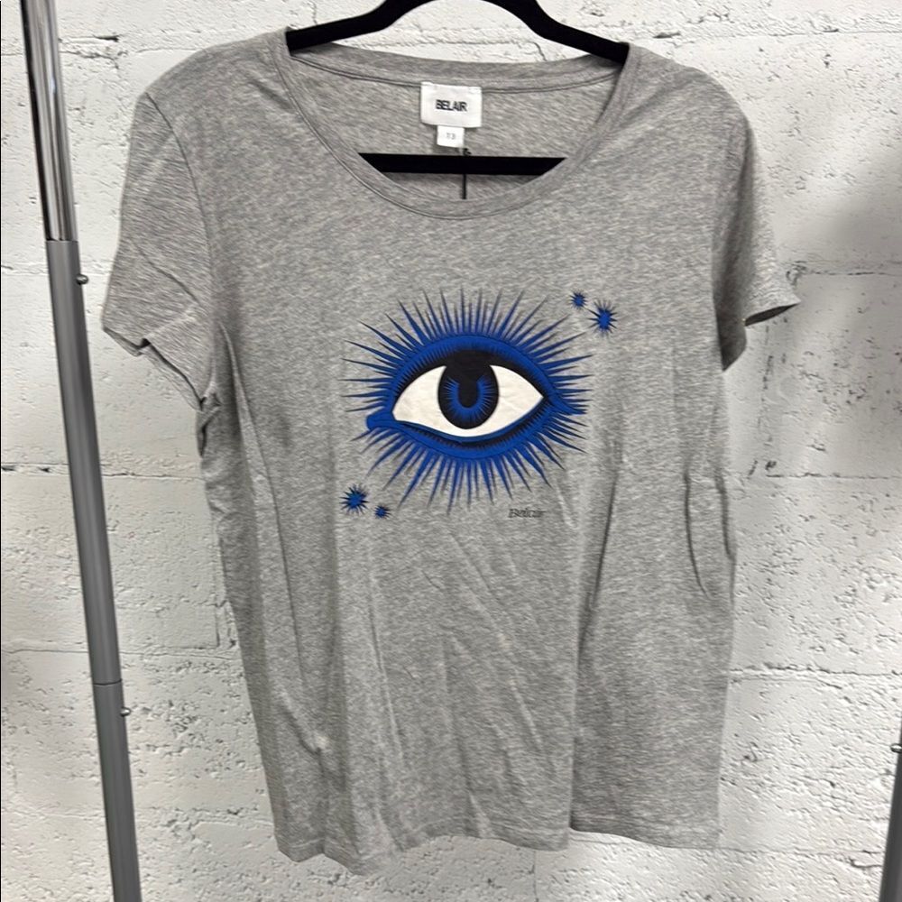 BELAIR Graphic Gray and Blue Short Sleeve Tee - Eye Logo - NWT - Size 8